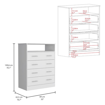 Organizador Barlovento, Blanco con Cuatro Cajones ZF - VIRTUAL MUEBLES