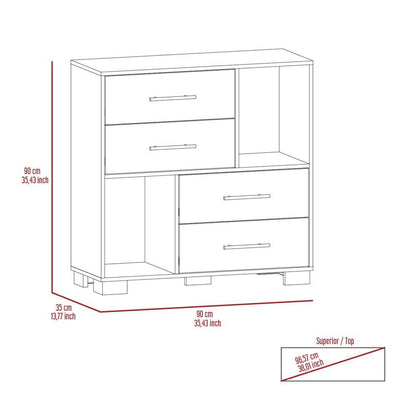 Organizador Karely, Blanco, 4 cajones multiusos deslizables ZF - VIRTUAL MUEBLES