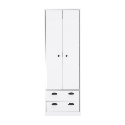 Closet Agata, Blanco Marqueza, con dos cajones y tubo cromado ZF - VIRTUAL MUEBLES