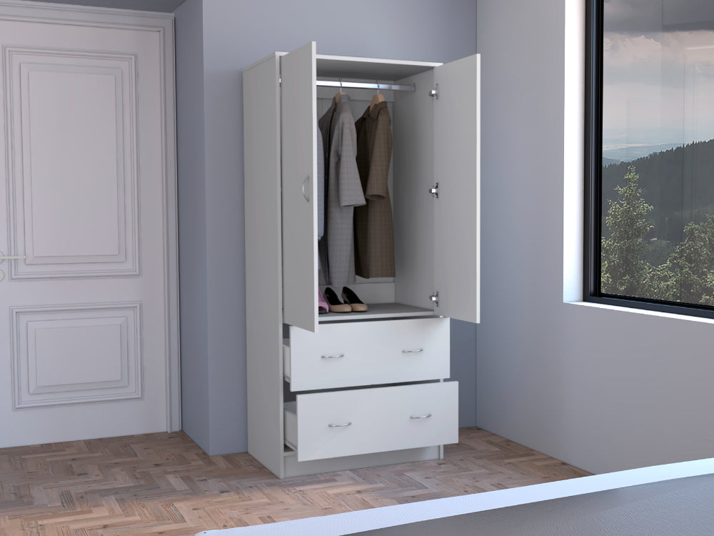 Closet Pilic, Blanco, dos cajones con gran capacidad de almacenamiento