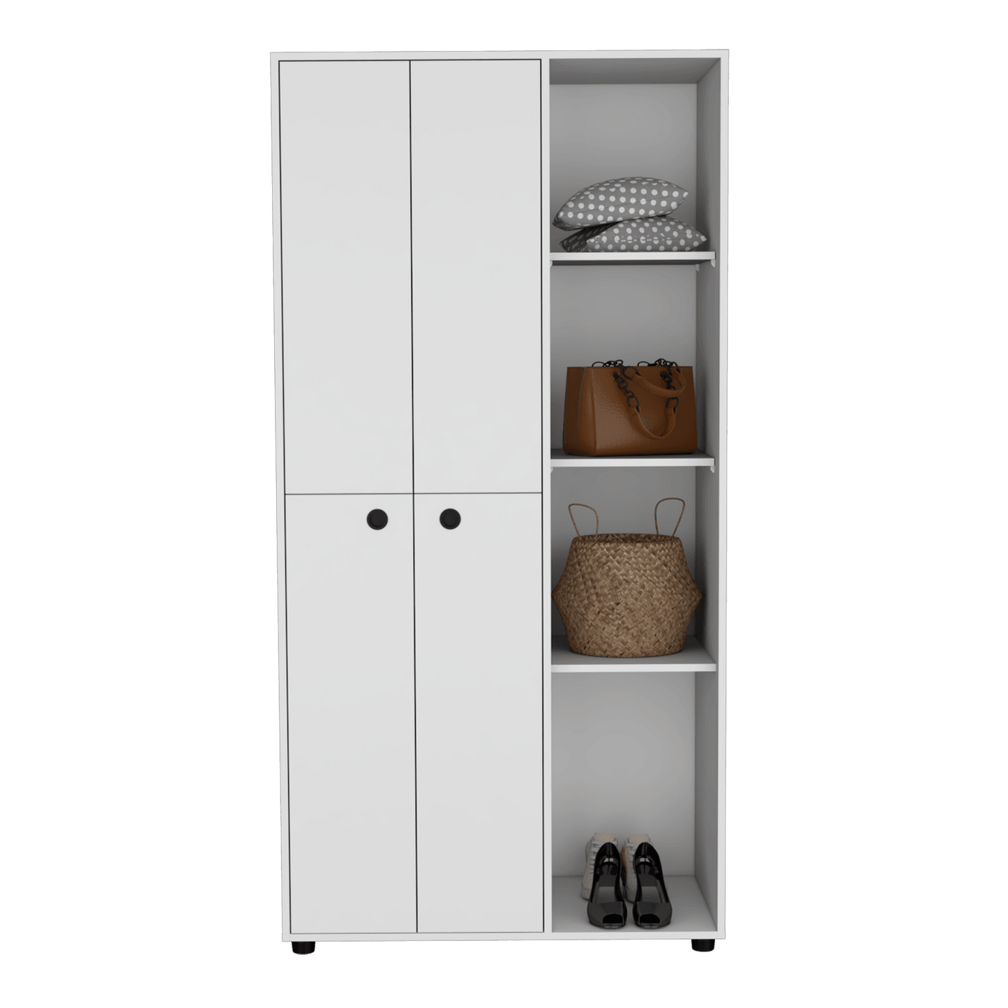 Closet Mandi, Blanco, con Dos Tubos y Un Cajon Deslizable ZF - VIRTUAL MUEBLES