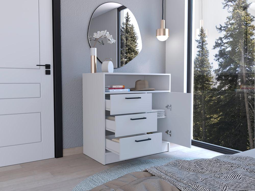 Organizador Omex, Blanco, con Tres Cajones y Una Puerta Abatible ZF - VIRTUAL MUEBLES