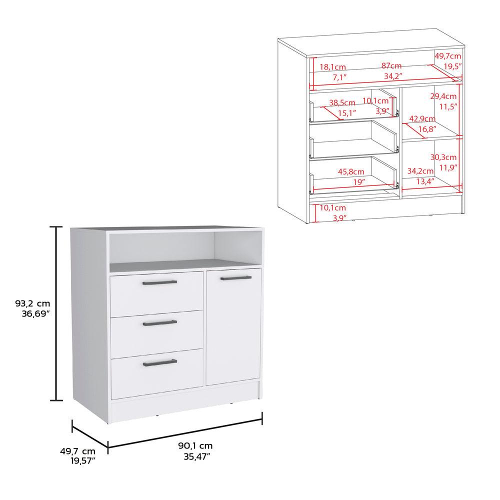 Organizador Omex, Blanco, con Tres Cajones y Una Puerta Abatible ZF - VIRTUAL MUEBLES