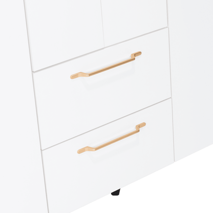 Closet Eco Golden, Blanco y Dorado, Variedad de Entrepaños y Cuatro Puertas Abatibles - VIRTUAL MUEBLES