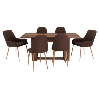Combo Comedor Sonora, Cobre, Chocolate y Café Claro, Incluye Comedor y 6 Sillas - VIRTUAL MUEBLES