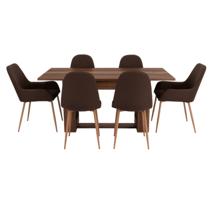 Combo Comedor Sonora, Cobre, Chocolate y Café Claro, Incluye Comedor y 6 Sillas - VIRTUAL MUEBLES