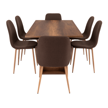 Combo Comedor Sonora, Cobre, Chocolate y Café Claro, Incluye Comedor y 6 Sillas - VIRTUAL MUEBLES