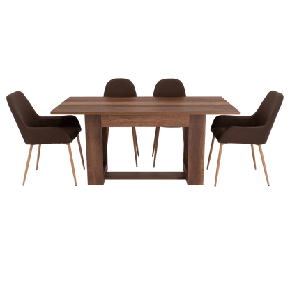 Combo Comedor Sonora, Cobre, Chocolate y Café Claro, Incluye Comedor y 6 Sillas - VIRTUAL MUEBLES