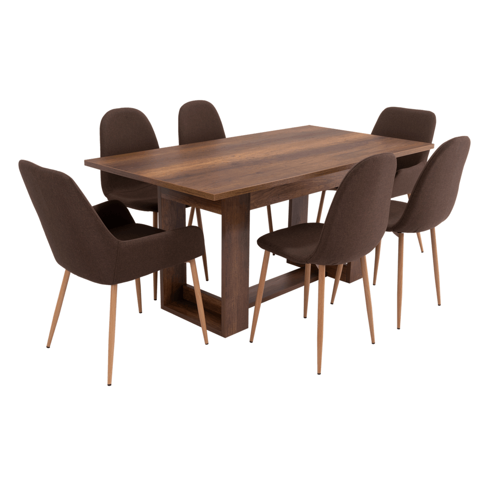 Combo Comedor Sonora, Cobre, Chocolate y Café Claro, Incluye Comedor y 6 Sillas - VIRTUAL MUEBLES
