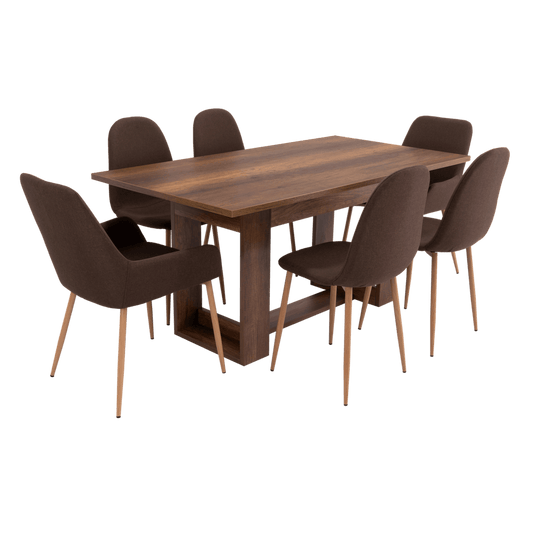 Combo Comedor Sonora, Cobre, Chocolate y Café Claro, Incluye Comedor y 6 Sillas - VIRTUAL MUEBLES