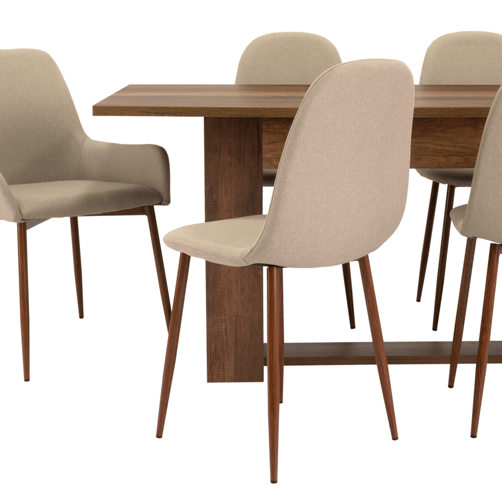 Combo Comedor Sonora, Cobre, Café Claro y Chocolate, Incluye Comedor y 6 Sillas - VIRTUAL MUEBLES