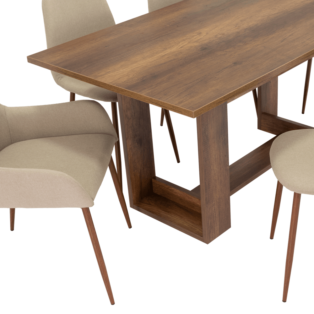Combo Comedor Sonora, Cobre, Café Claro y Chocolate, Incluye Comedor y 6 Sillas - VIRTUAL MUEBLES