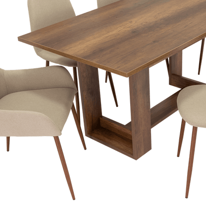 Combo Comedor Sonora, Cobre, Café Claro y Chocolate, Incluye Comedor y 6 Sillas - VIRTUAL MUEBLES