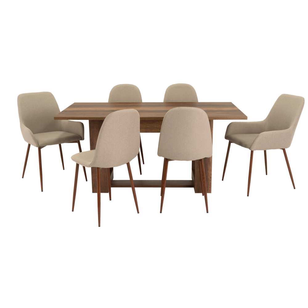 Combo Comedor Sonora, Cobre, Café Claro y Chocolate, Incluye Comedor y 6 Sillas - VIRTUAL MUEBLES