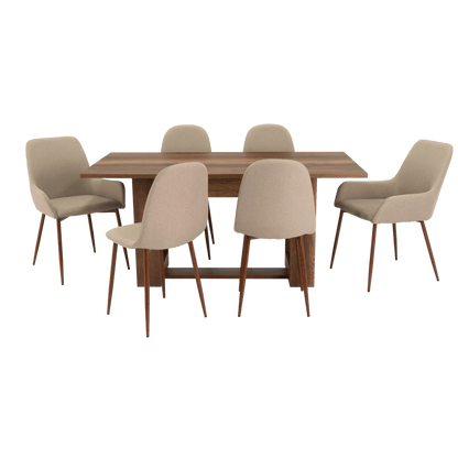 Combo Comedor Sonora, Cobre, Café Claro y Chocolate, Incluye Comedor y 6 Sillas - VIRTUAL MUEBLES