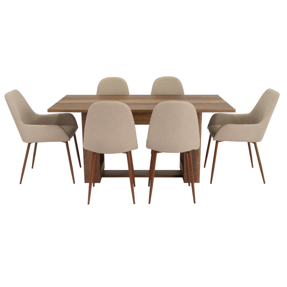 Combo Comedor Sonora, Cobre, Café Claro y Chocolate, Incluye Comedor y 6 Sillas - VIRTUAL MUEBLES