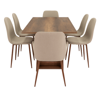 Combo Comedor Sonora, Cobre, Café Claro y Chocolate, Incluye Comedor y 6 Sillas - VIRTUAL MUEBLES