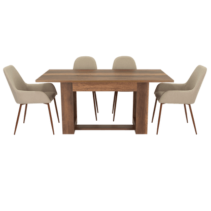 Combo Comedor Sonora, Cobre, Café Claro y Chocolate, Incluye Comedor y 6 Sillas - VIRTUAL MUEBLES