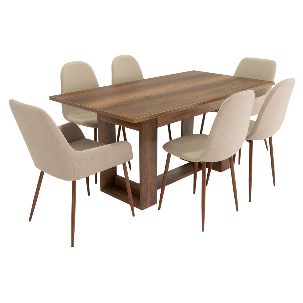 Combo Comedor Sonora, Cobre, Café Claro y Chocolate, Incluye Comedor y 6 Sillas - VIRTUAL MUEBLES