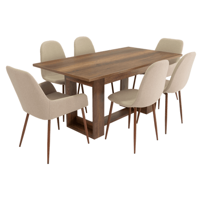 Combo Comedor Sonora, Cobre, Café Claro y Chocolate, Incluye Comedor y 6 Sillas - VIRTUAL MUEBLES