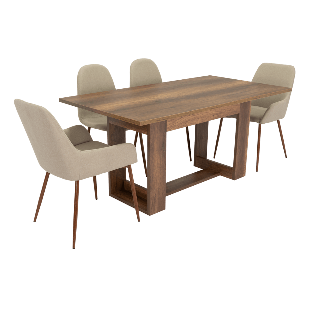 Combo Comedor Sonora, Cobre, Café Claro y Chocolate, Incluye Comedor y 6 Sillas - VIRTUAL MUEBLES