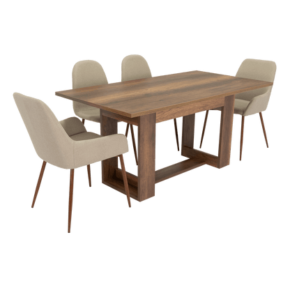 Combo Comedor Sonora, Cobre, Café Claro y Chocolate, Incluye Comedor y 6 Sillas - VIRTUAL MUEBLES