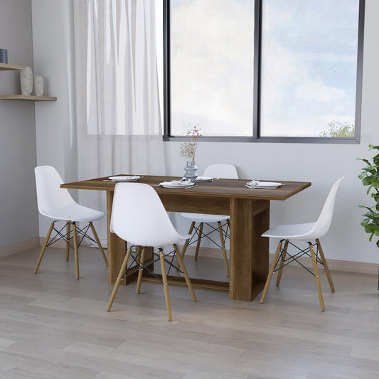 Juego de Comedor Glen · 4 Sillas · Cobre y Blanco