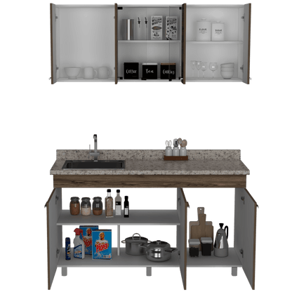 Cocina Integral Eris color Chocolate y Blanco.