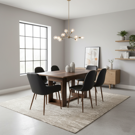 Juego de Comedor Sonora · 6 Sillas · Cobre, Wengue y Café Claro