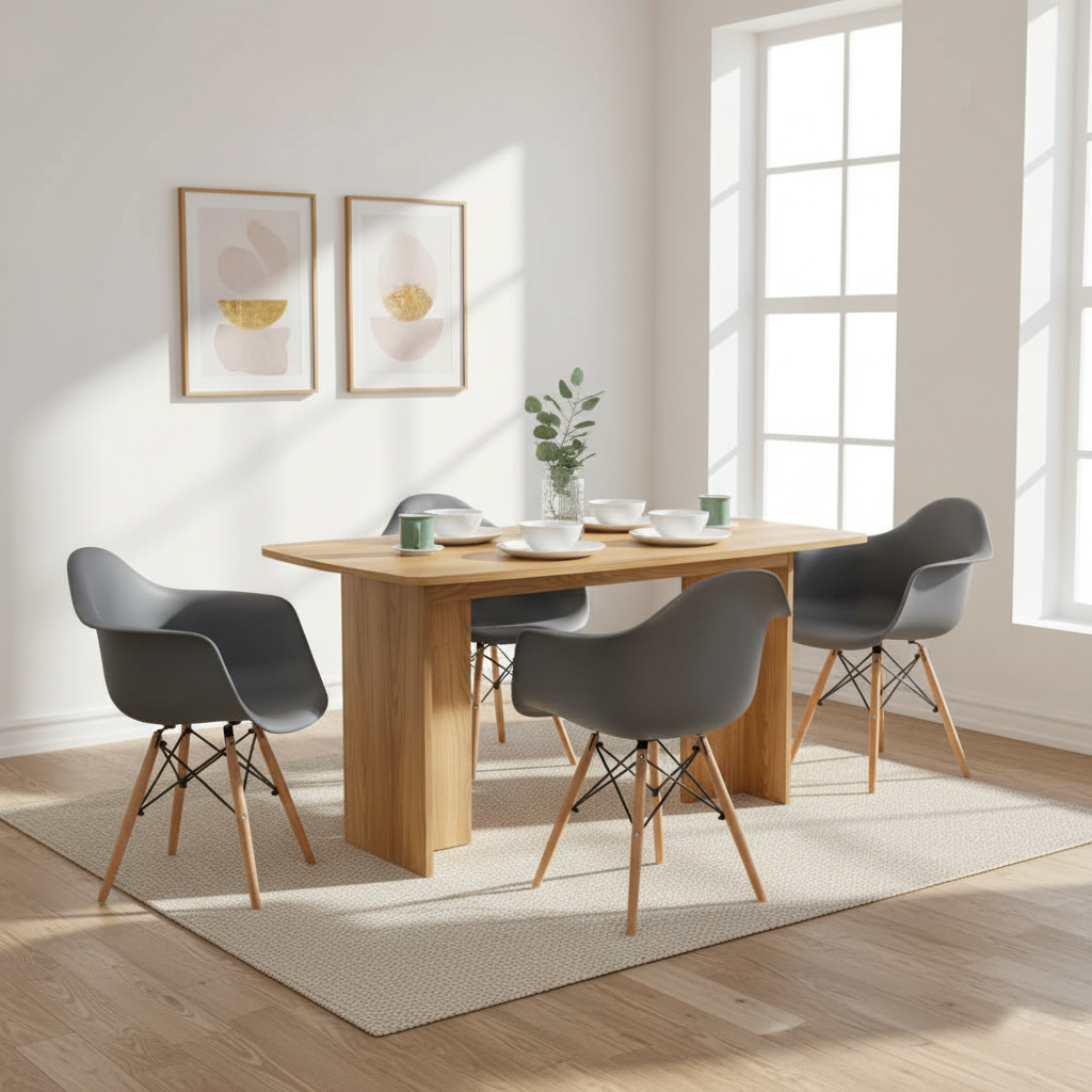 Juego de Comedor Lume · 4 Sillas · Gris