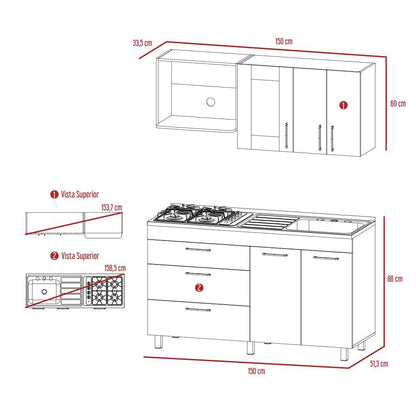 Cocina Integral Farichi color Castaño y Blanco.