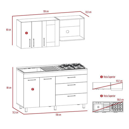 Cocina Integral Farichi color Castaño y Blanco.