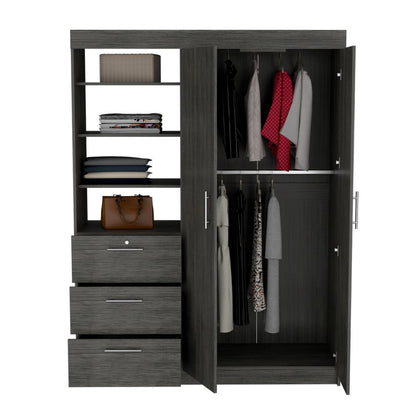 Closet Pekín, Gris, con Dos Puertas Abatibles y Tres Cajones Organizadores