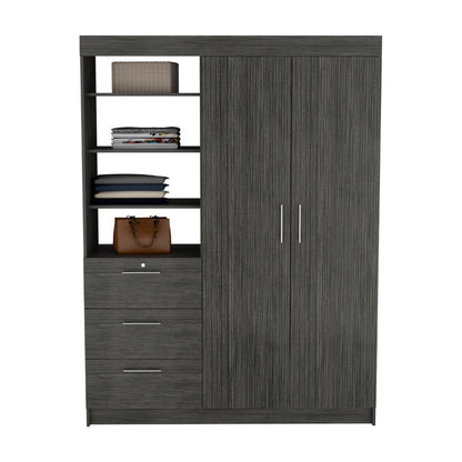 Closet Pekín, Gris, con Dos Puertas Abatibles y Tres Cajones Organizadores