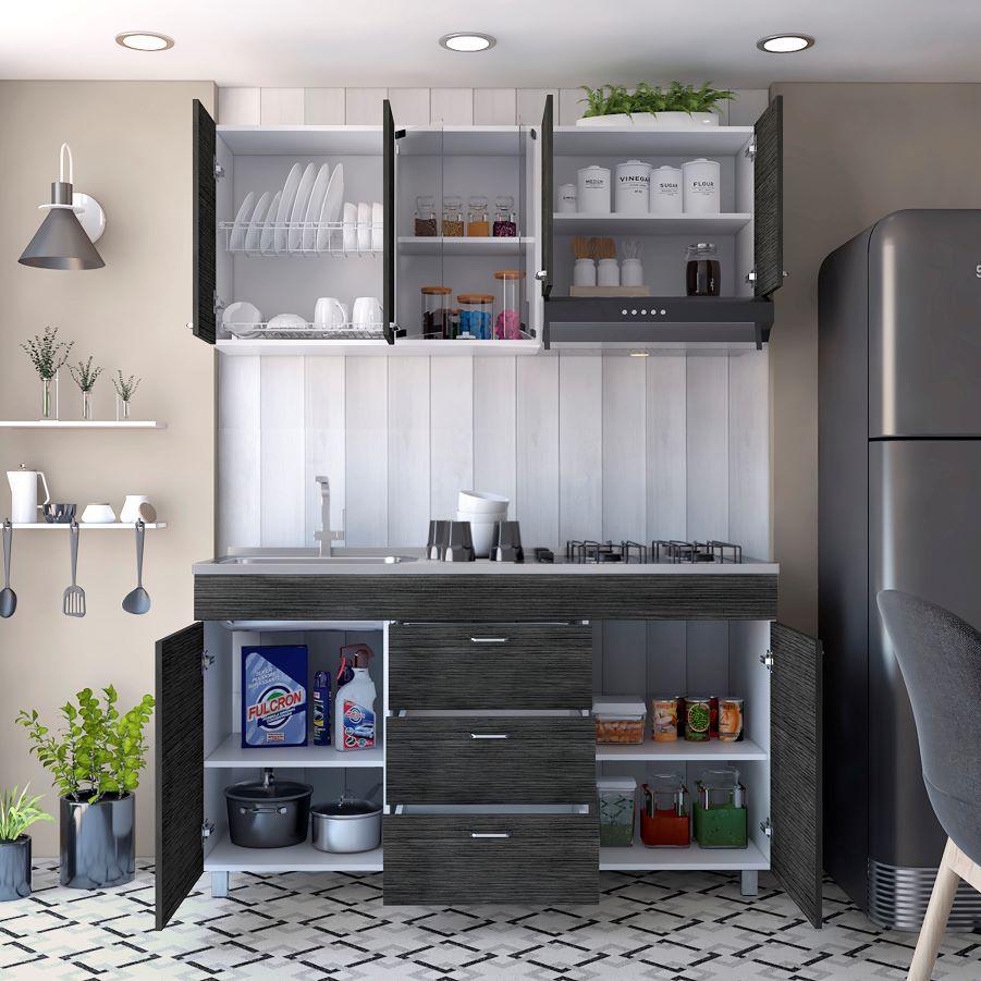 Cocina Integral Laurel color Gris y Blanco.