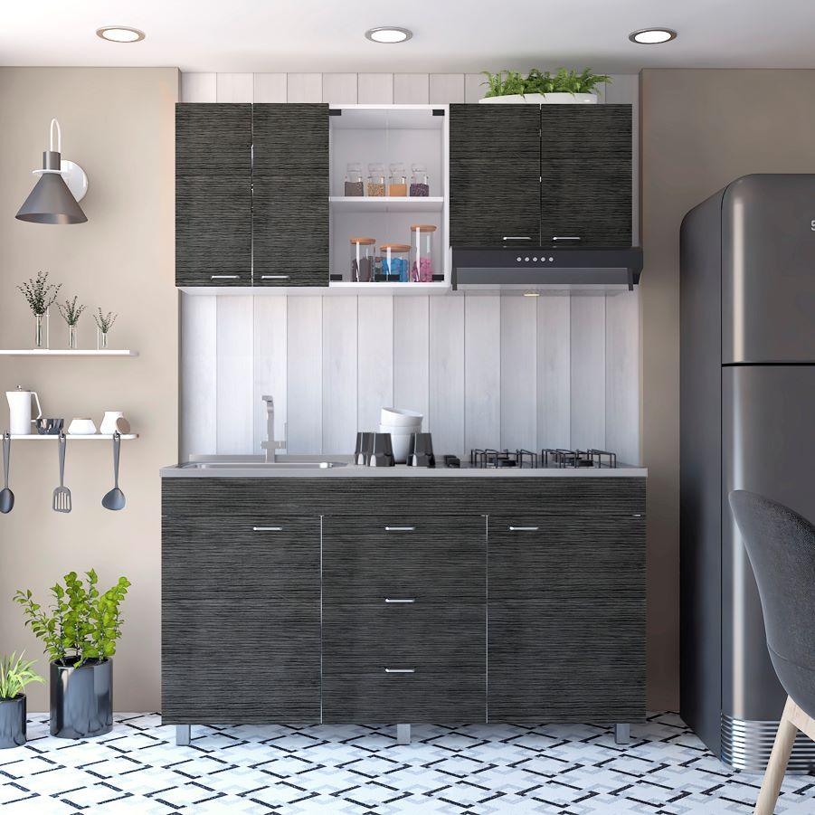 Cocina Integral Laurel color Gris y Blanco.