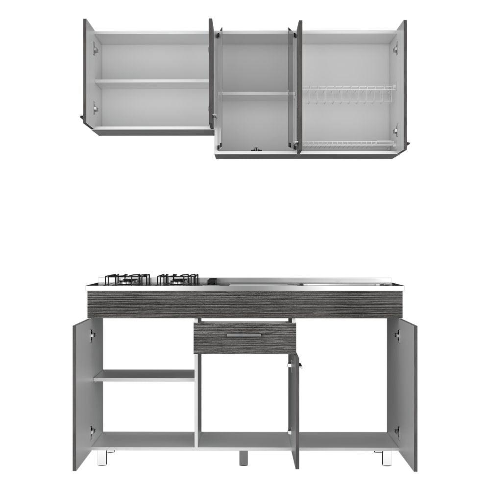 Cocina Integral Eris color Gris y Blanco.