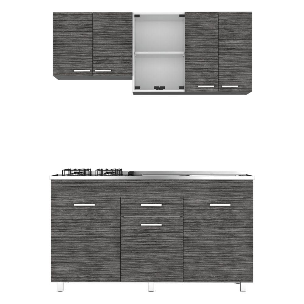 Cocina Integral Eris color Gris y Blanco.