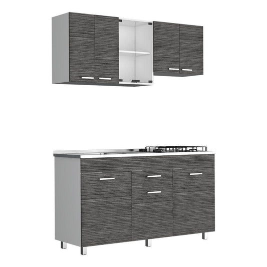 Cocina Integral Eris color Gris y Blanco.