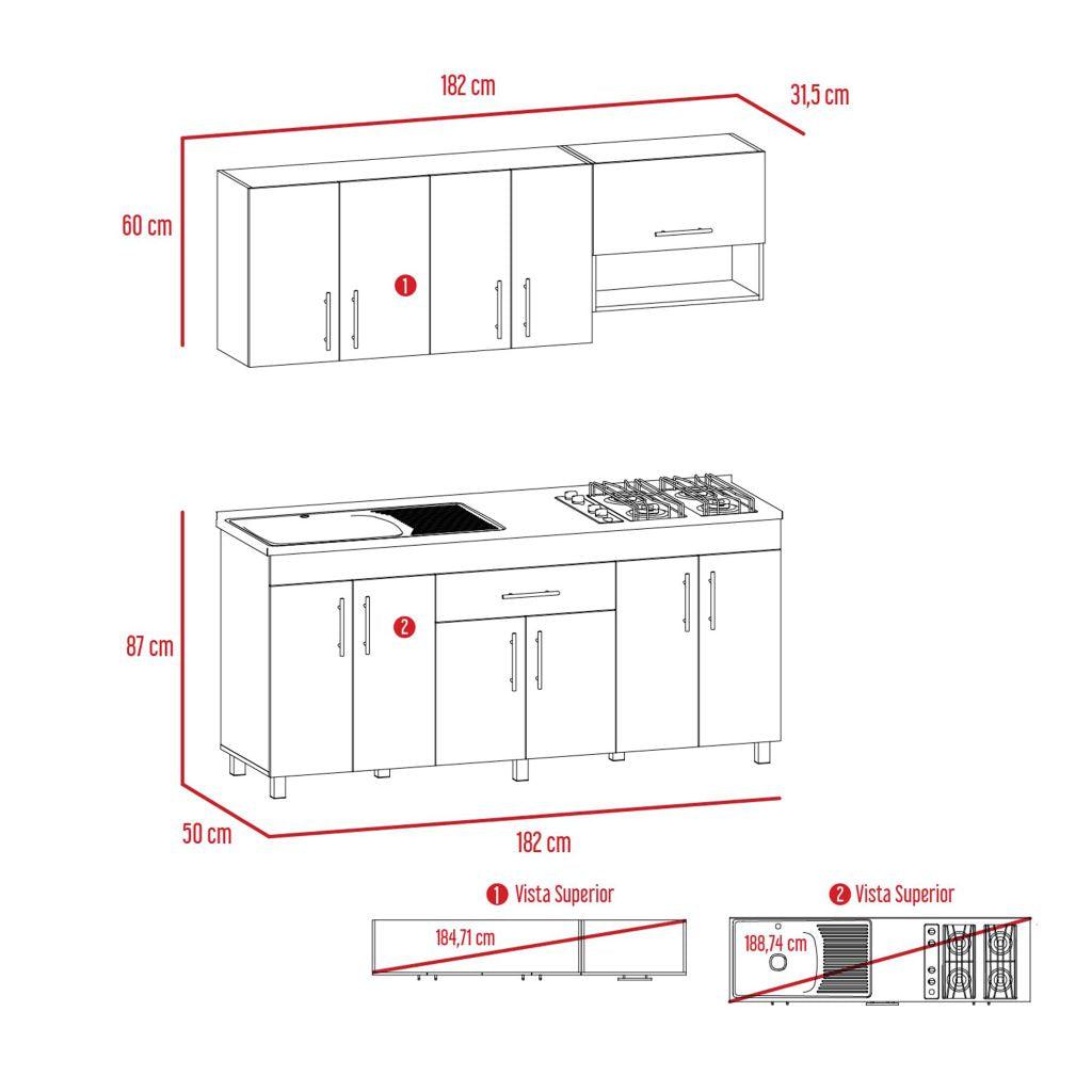 Cocina Integral Carson color Miel y Blanco.