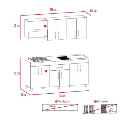 Cocina Integral Carson color Miel y Blanco.