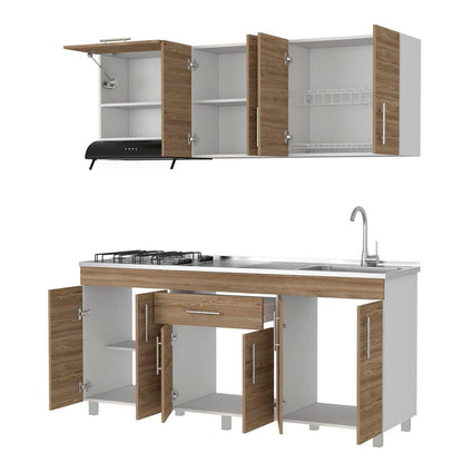 Cocina Integral Carson color Miel y Blanco.