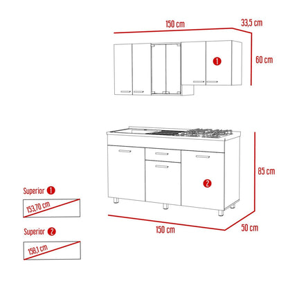 Cocina Integral Eris color Miel y Blanco.