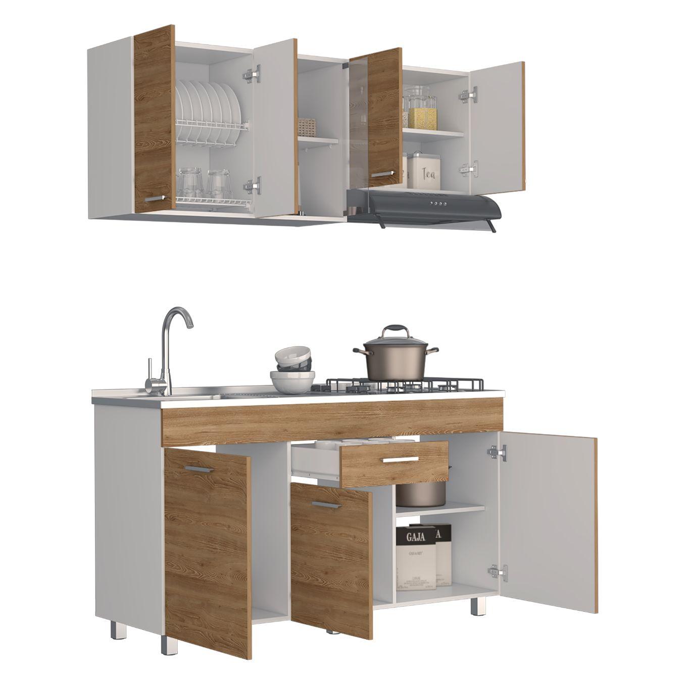 Cocina Integral Eris color Miel y Blanco.