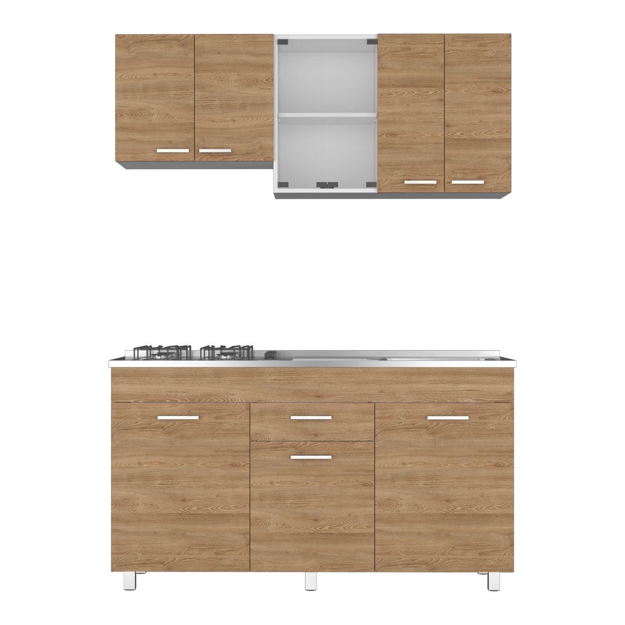 Cocina Integral Eris color Miel y Blanco.