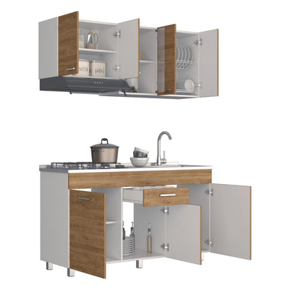 Cocina Integral Eris color Miel y Blanco.