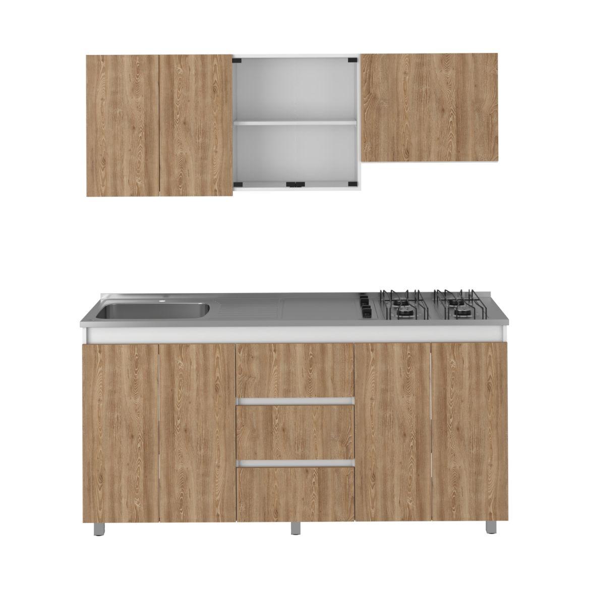 Cocina Integral Polux color Miel y Blanco.