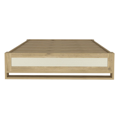 Base Cama Doble Natura, Macadamia, con tendido de tablas