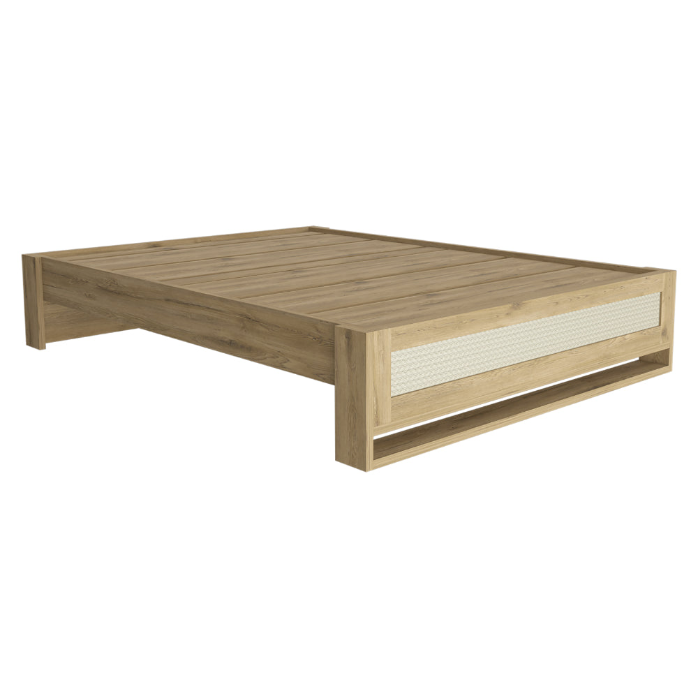 Base Cama Doble Natura, Macadamia, con tendido de tablas