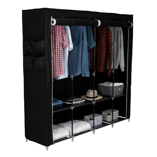 Clóset Portátil Garment, Negro, Variedad de Entrepaños en Tela